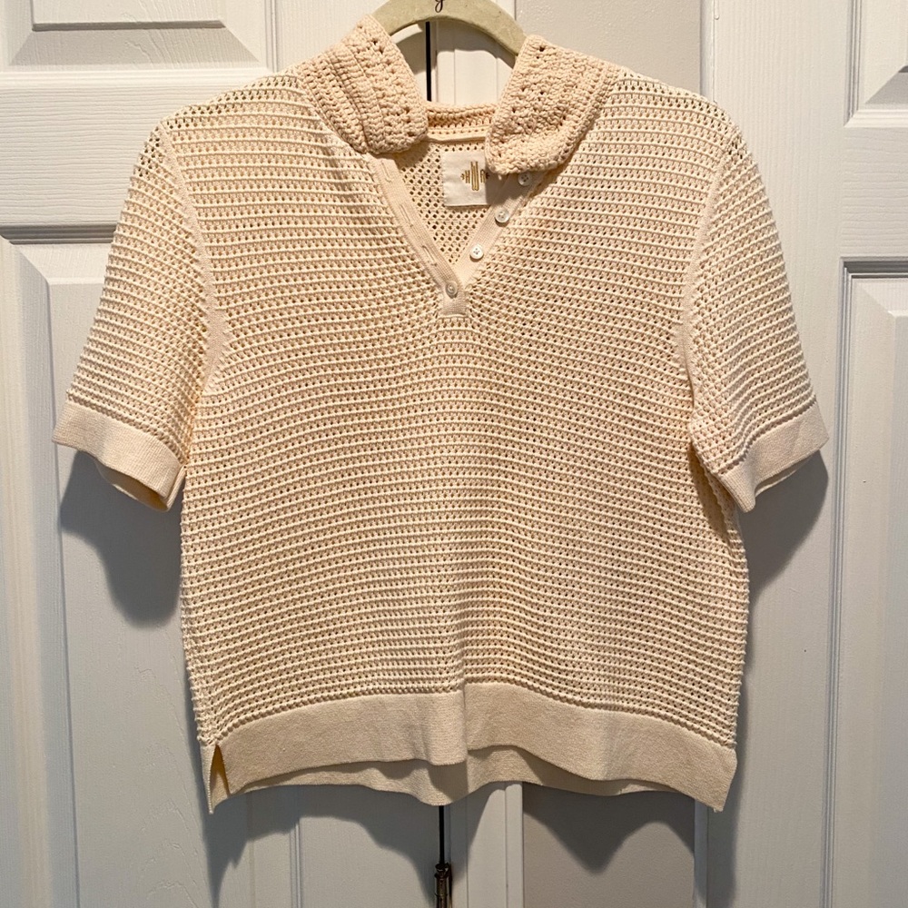 Anthropologie cream cropped sweater